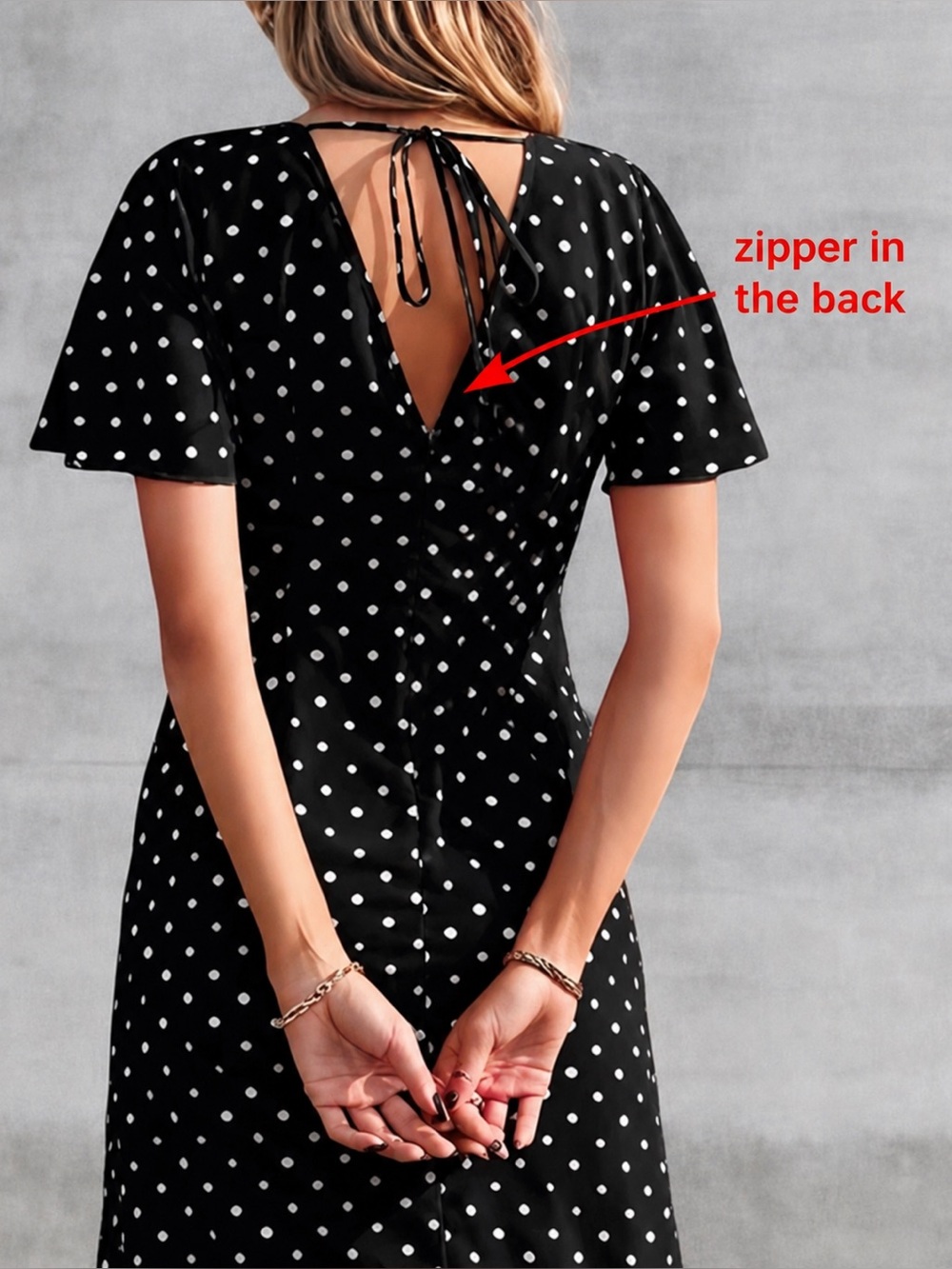 Elegant Black Polka Dot Maxi Dress - Size M/L - Picture 2 of 9